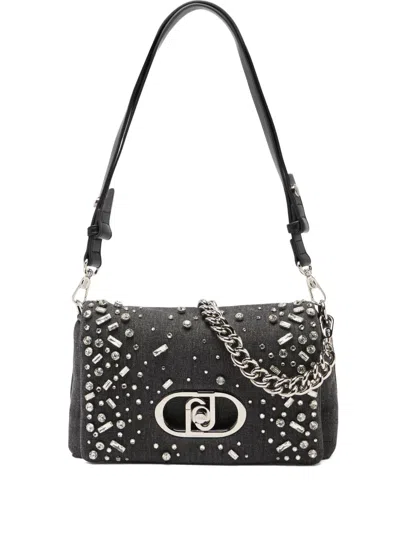 Liu •jo Quilted Jewel Cross Body Bag In Gray