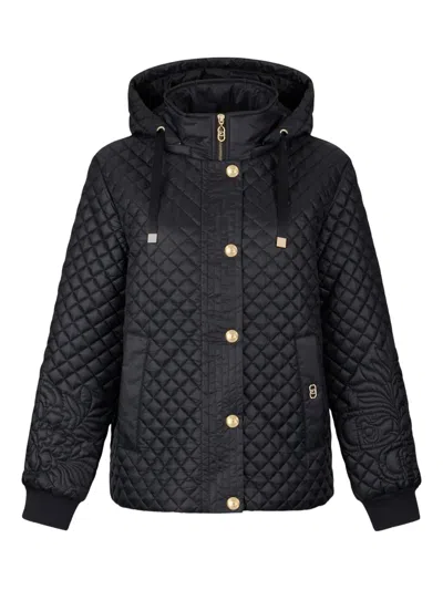 Liu •jo Quilted Nylon Coat In Black