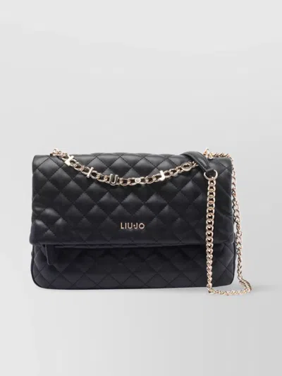 Liu •jo Quilted Rectangular Chain Strap Shoulder Bag In Black