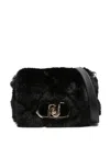Liu •jo Quilted Shoulder Bag With Plush Faux Fur In Black
