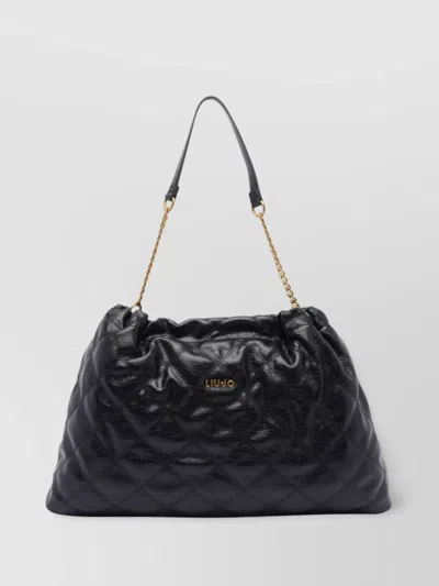 Liu •jo Quilted Slouchy Shoulder Bag Chain In Black