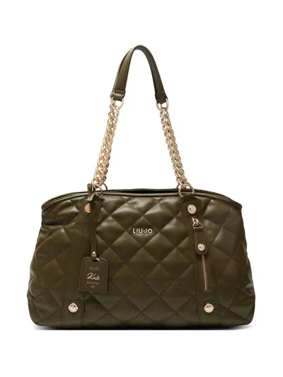 Liu •jo Quilted Khaki Green Handbag In Grün