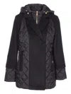 Liu •jo Quilted Wool-blend Coat In Black