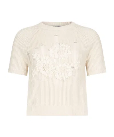 Liu •jo Raffia-embroidered Sweater In Neutral