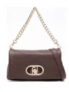 Liu •jo Rectangular Shoulder Bag With Metallic Clasp In Brown