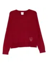Liu •jo Red Knit Sweater With Heart Emblem Detail In Red