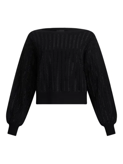 LIU •JO RELAXED FIT BLACK SWEATER WITH VOLUMINOUS SLEEVES
