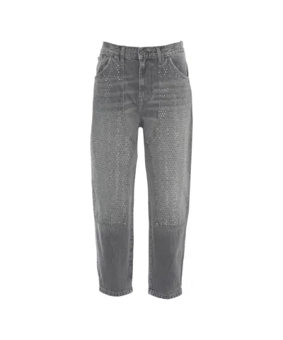 Liu •jo Relaxed-fit Denim Jeans With Strass Embellishments In Gray