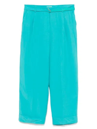 Liu •jo Liu Jo Relaxed Fit Green Trousers With High Waist