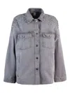 Liu •jo Liu Jo Relaxed Fit Grey Coat With Embellished Shoulders In Multi