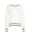 Liu •jo Relaxed Fit Sweater With Contrast Stripes In White