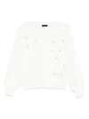 Liu •jo Relaxed Fit White Sweater With Floral Embellishments In White