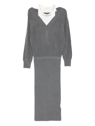 LIU •JO RELAXED KNIT MIDI DRESS