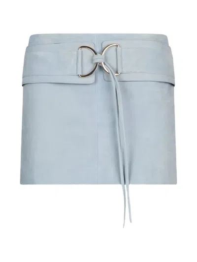 Liu •jo Removable Belt Suede Midi Skirt In Blue