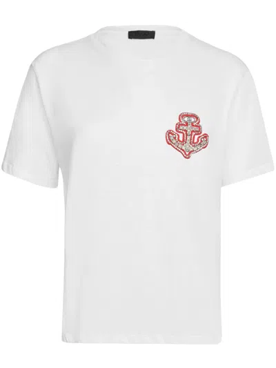 Liu •jo Liu Jo Graphic Embroidered Embellished T In White
