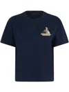 Liu •jo Cotton T-shirt With Embroidery And Rhinestones In Blue
