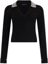 Liu •jo Black Polo Shirt With Bejewelled Embellishment In Black