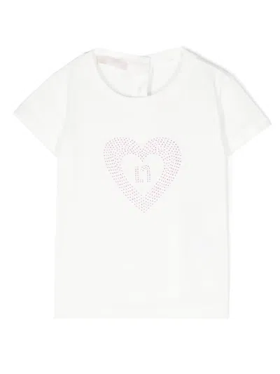 Liu •jo Babies' Rhinestone-embellished Cotton T-shirt In White