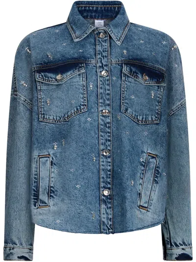 Liu •jo Rhinestone-embellished Denim Jacket In Blue