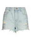 Liu •jo Denim Shorts With Gemstones In Blue