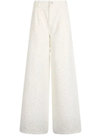 Liu •jo Flared Jeans With Rhinestones In White