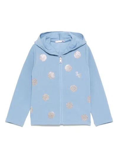 Liu •jo Kids' Stud-embellished Hoodie In Blue