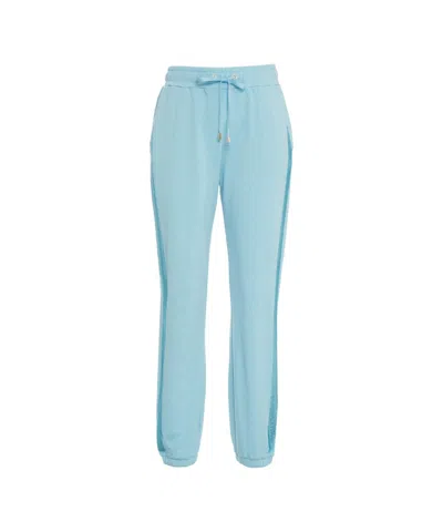 Liu •jo Liu Jo Rhinestone-embellished Joggers With Elastic Waistband In Blue