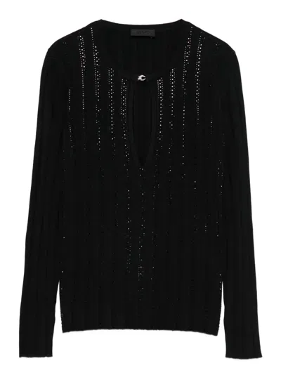 Liu •jo Rhinestone-embellished Keyhole Top In Black