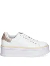 Liu •jo Rhinestone-embellished Leather Sneakers In White