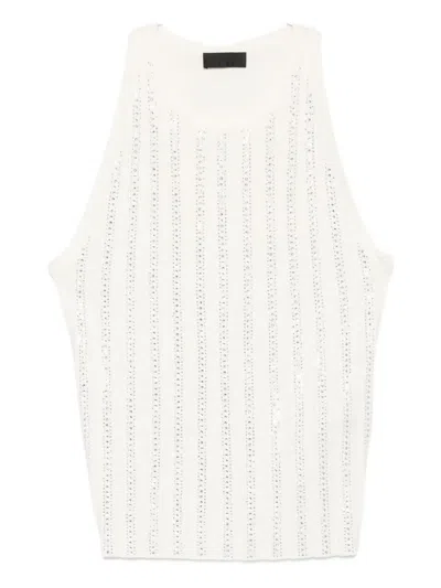 Liu •jo Rhinestone-embellished Sleeveless Top In Brown