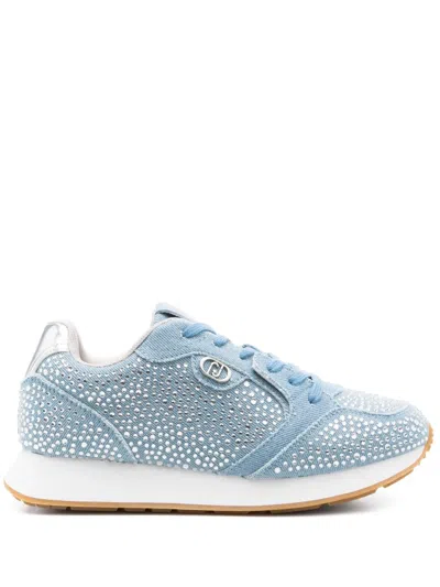 Liu •jo Rhinestone-embellished Sneakers In Blue