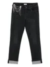 Liu •jo Straight-fit Black Jeans With Decorative Chain Detail In Black
