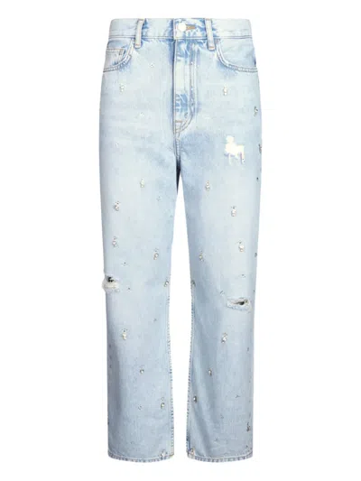 LIU •JO RHINESTONE-EMBELLISHED STRAIGHT-LEG JEANS