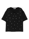 Liu •jo Rhinestone-embellished T-shirt In Black