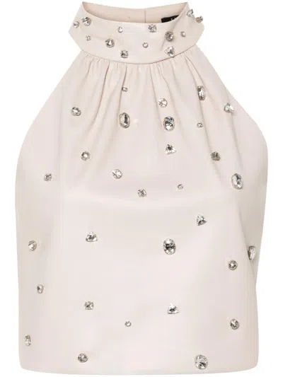 Liu •jo Rhinestone-embellished Top In Grey