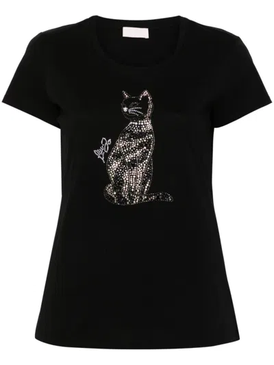 Liu •jo Rhinestone Embellishment T-shirt In Schwarz 1