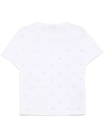 Liu •jo Rhinestone-logo T-shirt In White