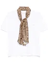 Liu •jo Animal Print Scarf Crewneck T-shirt With Leopard Detail In White