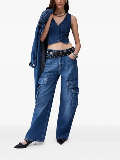 Liu •jo Rhinestone Waistcoat In Blue