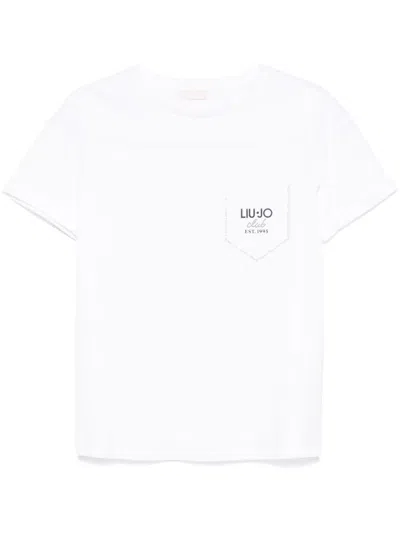 Liu •jo Rhinestoned T-shirt In White