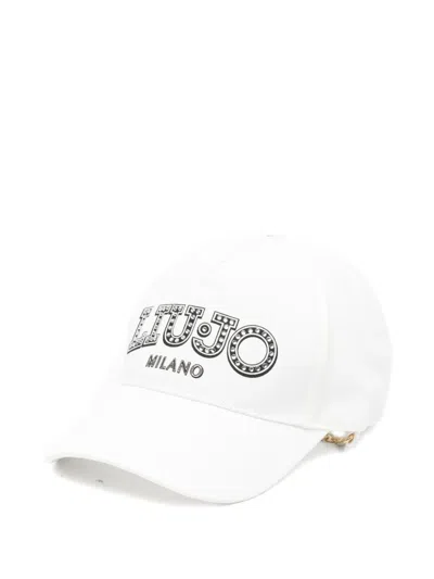 Liu •jo Rhinestone-embellished Chain-detail Baseball Cap In White