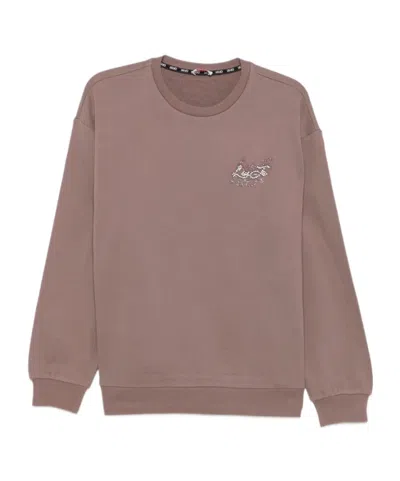 Liu •jo Rhinestone-embellished Drop-shoulder Sweatshirt In Brown