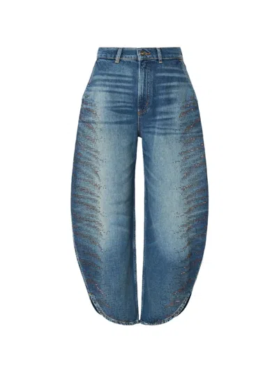 Liu •jo Rhinestone-embellished Faded Jeans In Blue