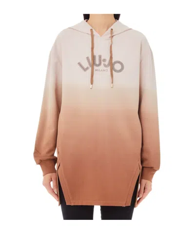 Liu •jo Rhinestone-embellished Hoodie In Nude