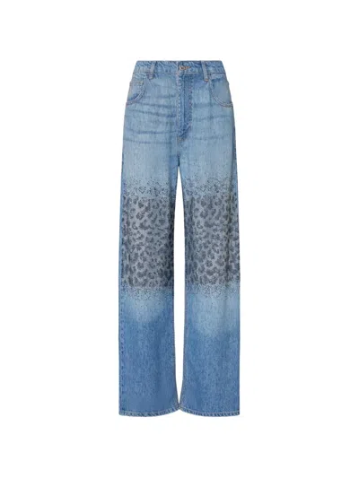 Liu •jo Rhinestone-embellished Leopard-print Jeans In Blue