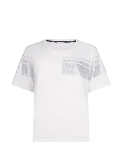 Liu •jo Rhinestone-embellished Logo-tape T-shirt In White