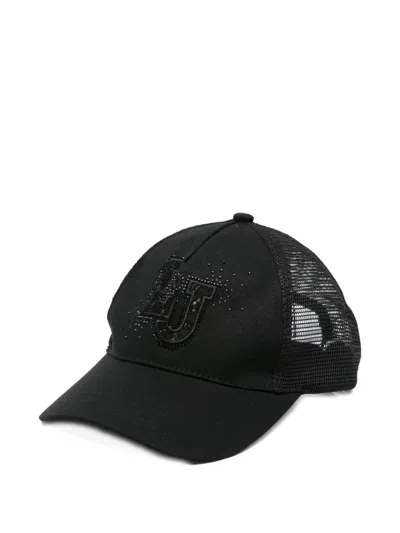 Liu •jo Rhinestone-embellished Mesh-panel Baseball Cap In Black