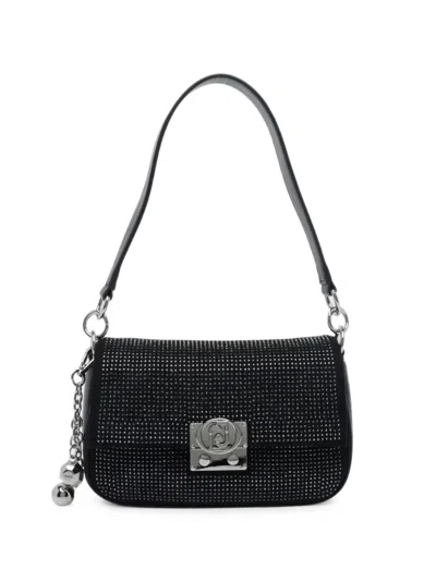 Liu •jo Rhinestone-embellished Shoulder Bag In Black