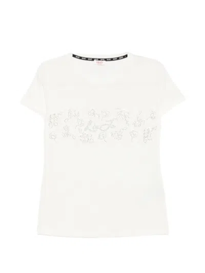 Liu •jo Rhinestone-embellished T-shirt In White