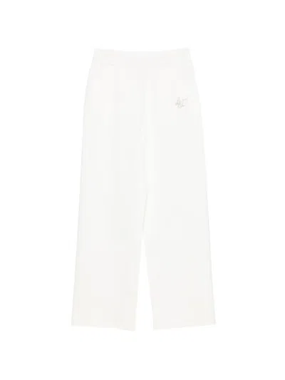 Liu •jo Rhinestone-logo Track Pants In White